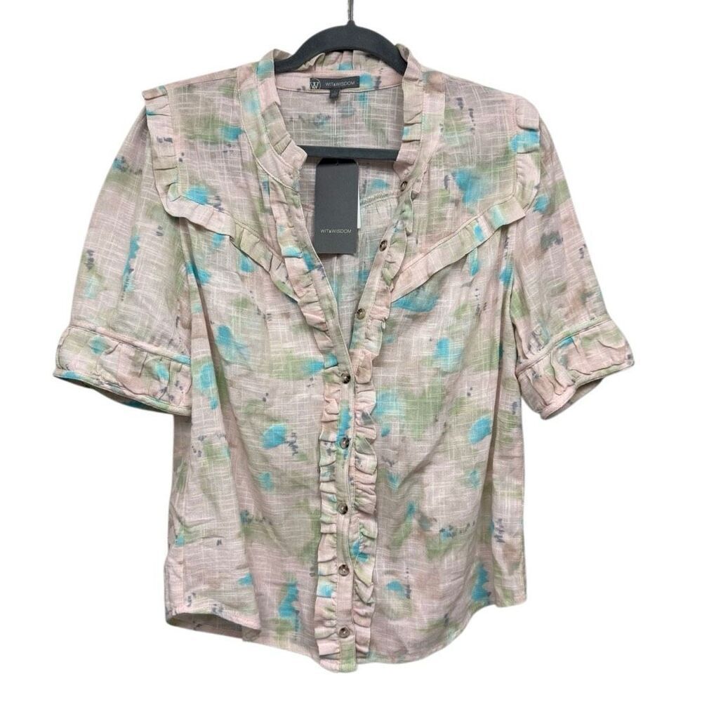 Wit & Wisdom button down ruffle blouse size small
